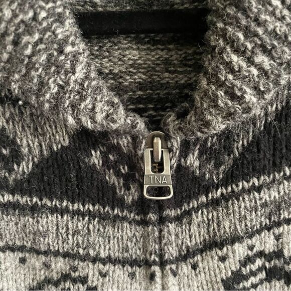 ARITZIA Tna Sea To Sky Wool Chunky Knit Long Cardigan Sweater Jacket Grey L - Picture 7 of 7